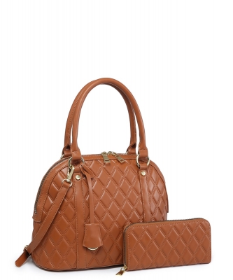 Quilted Satchel Wallet Bag 716551 BROWN